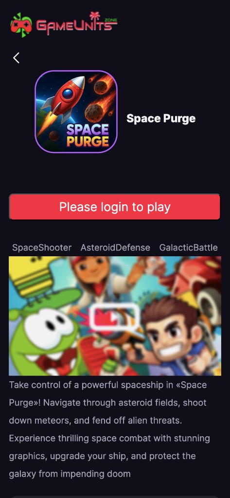 GameUnits Zone — Space Purge content portal